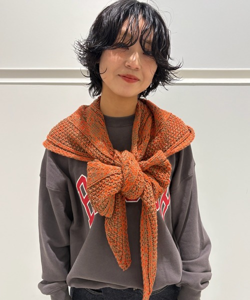 MARKEY'S(マーキーズ)の「ミックスニットマフラービーニー(ニットキャップ/ビーニー・レディース・ライトグリーン/オレンジ・160cm)」の14枚目の写真