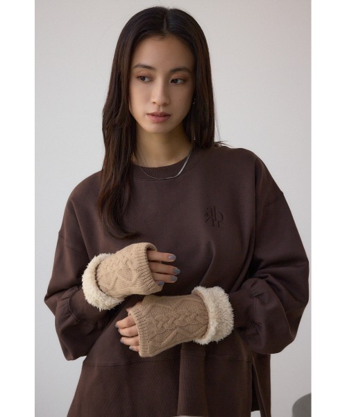 AZUL by moussy（アズールバイマウジー）の「ニットハンドウォーマー（手袋・レディース・ブラック/ベージュ・FREE）」の3枚目の写真