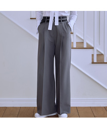 Two Belt Wide Slacks [Gray]