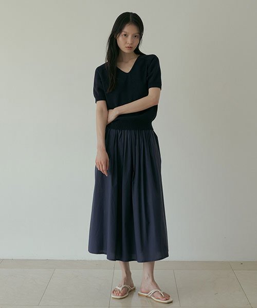 LINGSEOUL（リングソウル）の「rayon blended shirring skirt-navy（スカート・レディース・その他・MEDIUM/SMALL）」の7枚目の写真