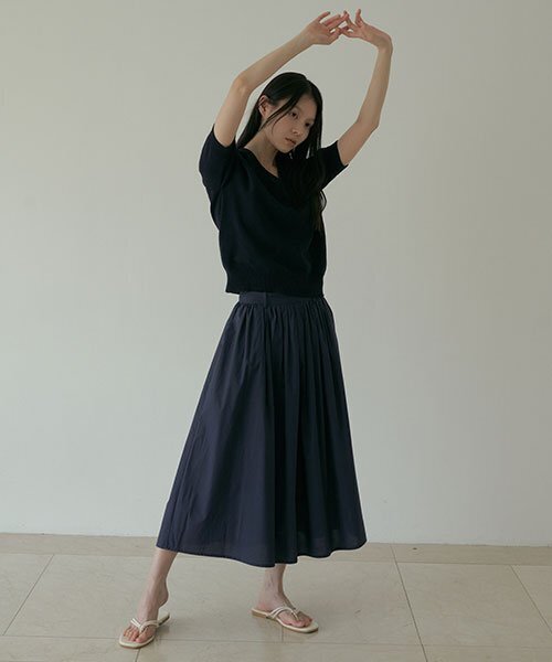 LINGSEOUL（リングソウル）の「rayon blended shirring skirt-navy（スカート・レディース・その他・MEDIUM/SMALL）」の8枚目の写真