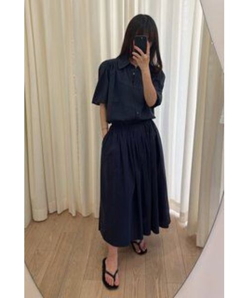 LINGSEOUL（リングソウル）の「rayon blended shirring skirt-navy（スカート・レディース・その他・MEDIUM/SMALL）」の5枚目の写真