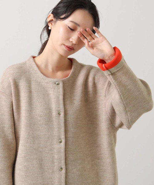 Gready Brilliant（グレディブリリアン）の「ダブルフェイスニットコート（ニット/セーター・レディース・グレー/ライトベージュ・FREE）」の2枚目の写真