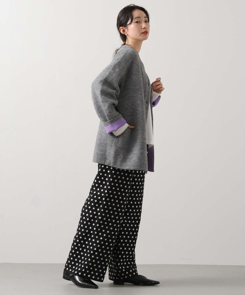 Gready Brilliant（グレディブリリアン）の「ダブルフェイスニットコート（ニット/セーター・レディース・グレー/ライトベージュ・FREE）」の4枚目の写真