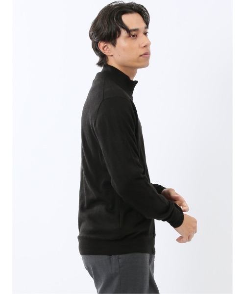 TAKA-Q（タカキュー）の「【ストレッチ ウォッシャブル ウール混】タカキュー スタンドフルジップ ニットカーディガン（カーディガン/ボレロ・メンズ・ベージュ/ブラック・LARGE/MEDIUM/X-LARGE）」の6枚目の写真