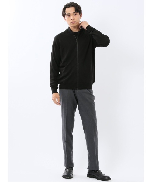 TAKA-Q（タカキュー）の「【ストレッチ ウォッシャブル ウール混】タカキュー スタンドフルジップ ニットカーディガン（カーディガン/ボレロ・メンズ・ベージュ/ブラック・LARGE/MEDIUM/X-LARGE）」の7枚目の写真