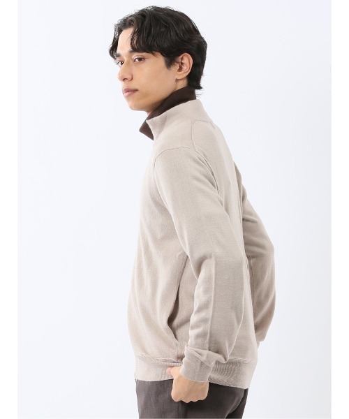 TAKA-Q（タカキュー）の「【ストレッチ ウォッシャブル ウール混】タカキュー スタンドフルジップ ニットカーディガン（カーディガン/ボレロ・メンズ・ベージュ/ブラック・LARGE/MEDIUM/X-LARGE）」の15枚目の写真