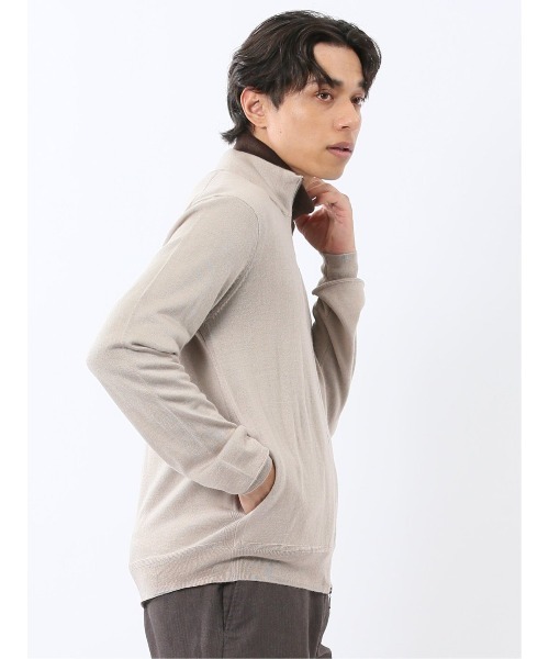 TAKA-Q（タカキュー）の「【ストレッチ ウォッシャブル ウール混】タカキュー スタンドフルジップ ニットカーディガン（カーディガン/ボレロ・メンズ・ベージュ/ブラック・LARGE/MEDIUM/X-LARGE）」の17枚目の写真