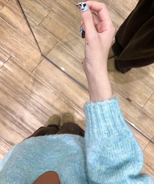 DEVICE(デバイス)の「ヘンリーネック MIX カラフル ニット セーター(ニット/セーター・レディース・ナチュラル/ブルー/レッド/イエロー/グレー/パープル/チャコールグレー・FREE)」の15枚目の写真