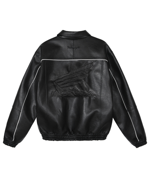 Motorcycle Piping Leather Jacket Black（ライダースジャケット