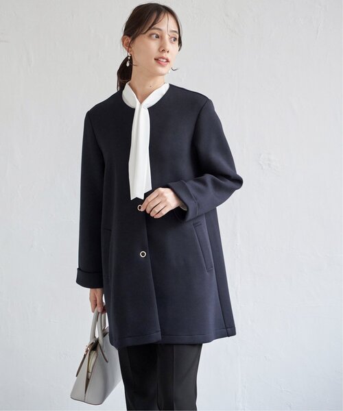 IKKA LOUNGE(イッカラウンジ)の「ダンボールニットノーカラーコート(ノーカラーコート・レディース・ネイビー/ベージュ・L/M)」の9枚目の写真