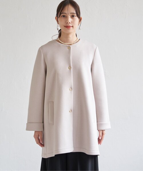 IKKA LOUNGE(イッカラウンジ)の「ダンボールニットノーカラーコート(ノーカラーコート・レディース・ネイビー/ベージュ・L/M)」の13枚目の写真