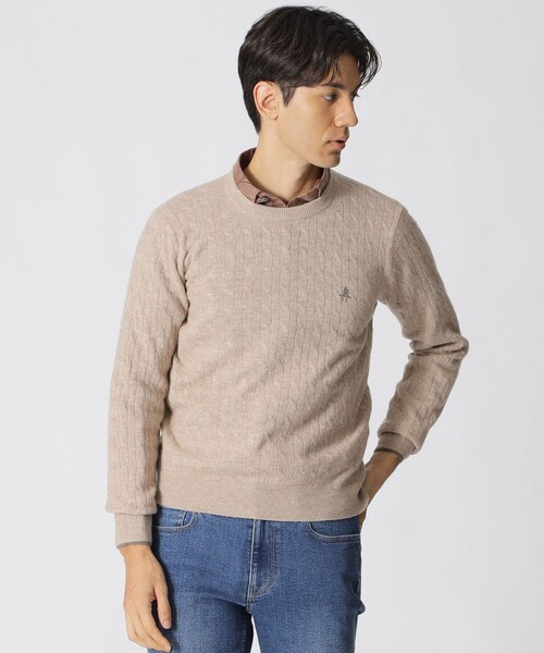 Paul Stuart(ポールスチュアート)の「【WEB・一部店舗限定】ミニケーブル柄クルーネックセーター(ニット/セーター・メンズ・グレー/ブルー/ダークネイビー/ベージュ系その他・M/XL/L)」の3枚目の写真