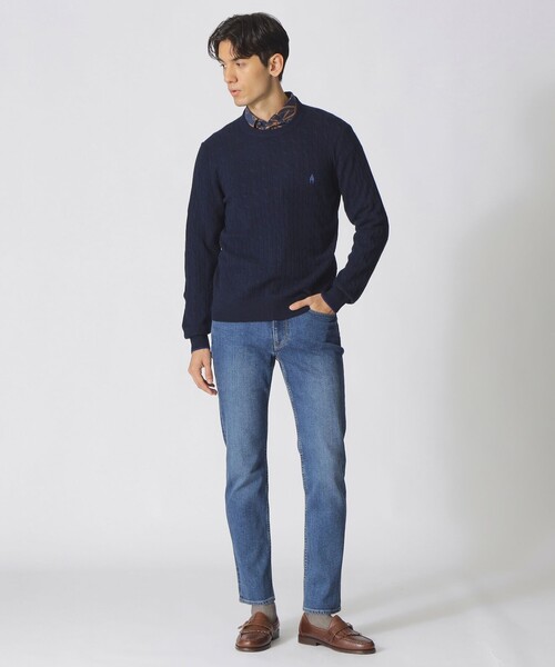 セール】【WEB・一部店舗限定】ミニケーブル柄クルーネックセーター