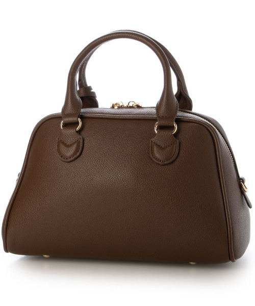 cache cache(カシュ カシュ)の「カシュカシュ cachechche / シボフェイクレザー2wayボストンバッグ(ショルダーバッグ・レディース・ブラウン/アイボリー/ブラック・FREE)」の18枚目の写真