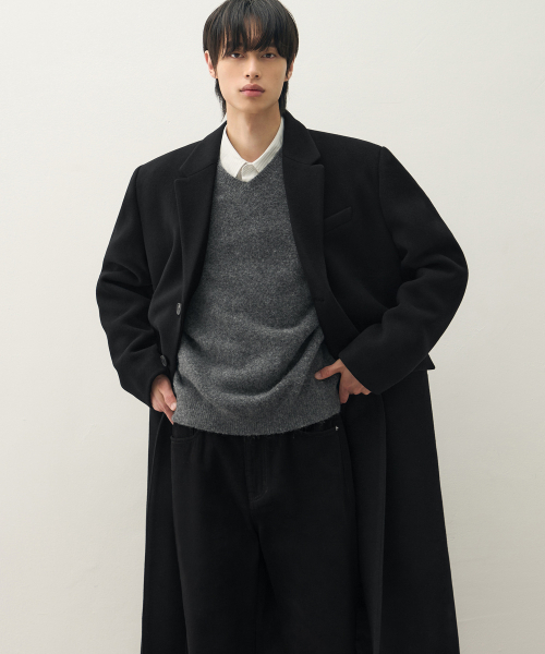 DRAW FIT（ドローフィット）の「プレミアウールシングルチェスターコート[BLACK]（チェスターコート・メンズ・その他・LARGE/MEDIUM/X-LARGE）」の2枚目の写真