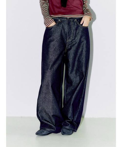 OAFISH(オアフィッシュ)の「OAF LOGO STITCH RAW DENIM PANTS, DARK BLUE(デニムパンツ・レディース・その他・1/2)」の2枚目の写真