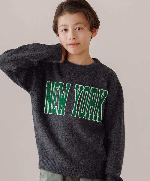 coca（coca）（コカ）の「【WEB限定セール】キッズ　親子お揃いアソートワッペンニットトップス（ニット/セーター・キッズ・チャコール/ライトグレー/ワイン/アイボリー・140/150/120/130）」の3枚目の写真