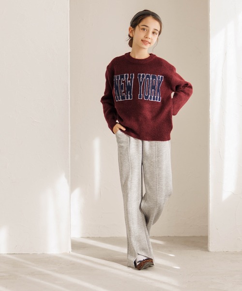 coca（coca）（コカ）の「【WEB限定セール】キッズ　親子お揃いアソートワッペンニットトップス（ニット/セーター・キッズ・チャコール/ライトグレー/ワイン/アイボリー・140/150/120/130）」の16枚目の写真