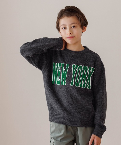 coca（coca）（コカ）の「【WEB限定セール】キッズ　親子お揃いアソートワッペンニットトップス（ニット/セーター・キッズ・チャコール/ライトグレー/ワイン/アイボリー・140/150/120/130）」の18枚目の写真