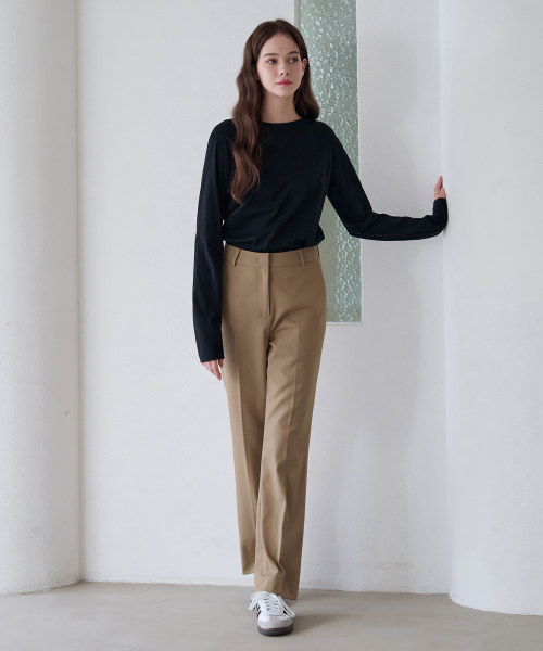 DRAWFIT WOMEN（ドローフィットウーマン）の「コンフィウールストレートスラックス[ベージュ]（スラックス・レディース・その他・SMALL/MEDIUM/LARGE）」の3枚目の写真