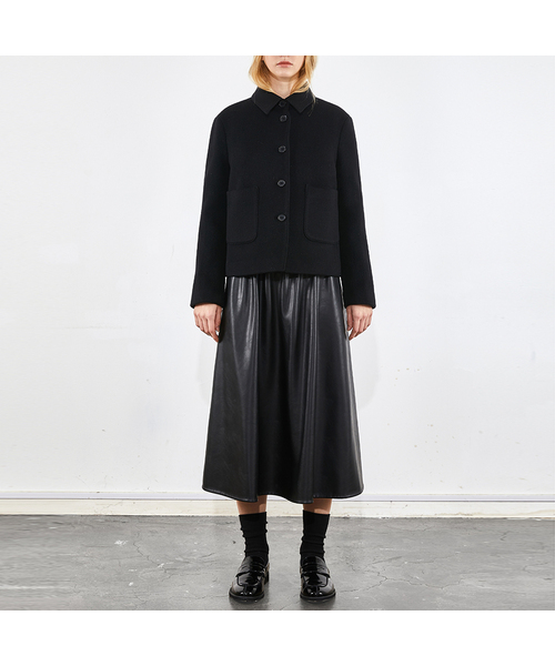 VOYONN(ボヨン)の「ステンカラー スリムフィット 半コートジャケット ブラック 041(その他アウター・レディース・ブラック・LARGE/MEDIUM)」の1枚目の写真