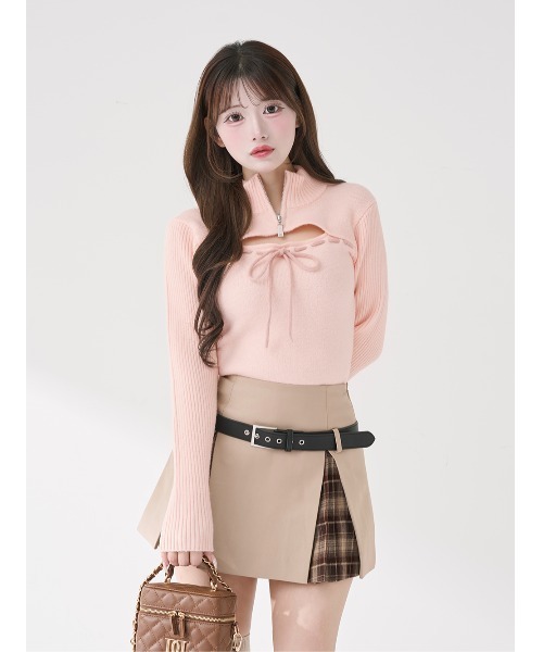 ステッチリボンオープンニットトップス（ニット/セーター）｜Darich