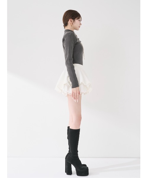 ステッチリボンオープンニットトップス（ニット/セーター）｜Darich