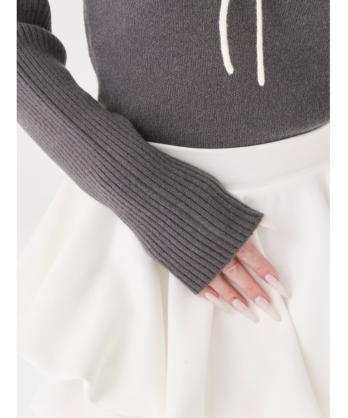 ステッチリボンオープンニットトップス（ニット/セーター）｜Darich