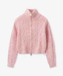 BLOND9（ブロンドナイン）の「フィッシャーマンケーブルウールニットジップアップ_ベビーピンク（カーディガン/ボレロ）」