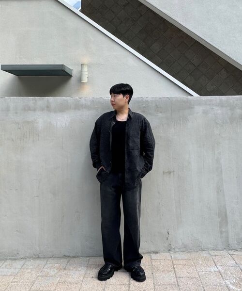 AREUBAN(アルバン)の「サンドチェックルーズドシャツ_サンドブラック(シャツ/ブラウス・メンズ・ブラック・2)」の8枚目の写真