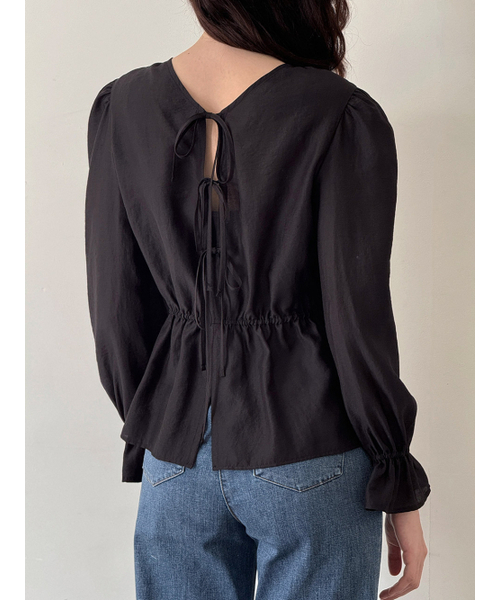 LAUTREDE MIN(ロートルドミン)の「Ella Ribbon Black blouse(シャツ/ブラウス・レディース・ブラック・SMALL/MEDIUM)」の2枚目の写真