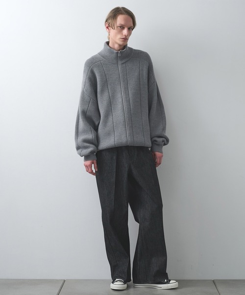 WRAPINKNOT（ラッピンノット）の「【WRAPINKNOT/ラッピンノット】編地切替ドライバーズニット（ニット/セーター・メンズ・ブラック/グレー・2/3）」の19枚目の写真