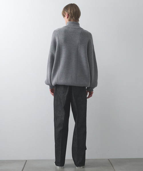 WRAPINKNOT（ラッピンノット）の「【WRAPINKNOT/ラッピンノット】編地切替ドライバーズニット（ニット/セーター・メンズ・ブラック/グレー・2/3）」の21枚目の写真