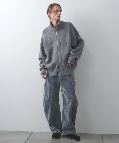 WRAPINKNOT（ラッピンノット）の「【WRAPINKNOT/ラッピンノット】編地切替ドライバーズニット（ニット/セーター・メンズ・ブラック/グレー・2/3）」の22枚目の写真