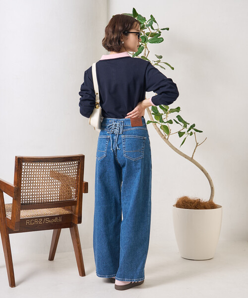 SOMETHING × FREAK'S STORE/サムシング 別注 LISA LACE UP WIDE DENIM