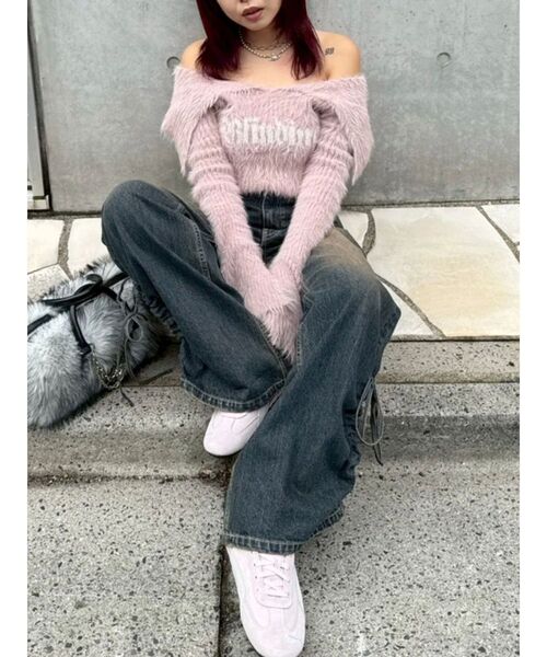 EVRIS（エヴリス）の「サイドギャザーリボンセミワイドデニムパンツ（デニムパンツ・レディース・ブラウン/インディゴブルー・MEDIUM/SMALL）」の16枚目の写真