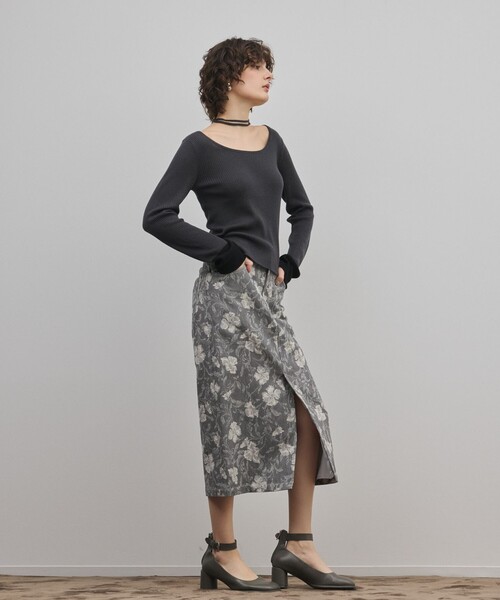 Diagram(ダイアグラム)の「バイカラーリブニットトップ(ニット/セーター・レディース・カーキ/チャコールグレー/キナリ・36)」の7枚目の写真