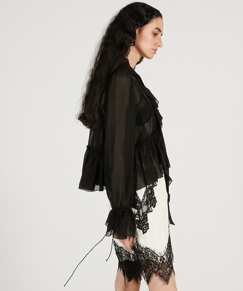 PRANK PROJECT（プランクプロジェクト）の「ラッフルボウタイブラウス / Ruffle Bow Tie Blouse（シャツ/ブラウス・レディース・ブラック/ホワイト・FREE）」の17枚目の写真