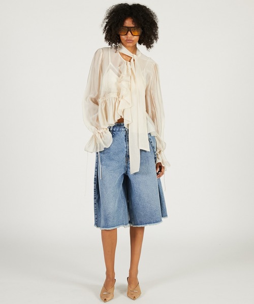 PRANK PROJECT（プランクプロジェクト）の「ラッフルボウタイブラウス / Ruffle Bow Tie Blouse（シャツ/ブラウス・レディース・ブラック/ホワイト・FREE）」の6枚目の写真