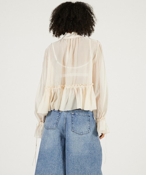 PRANK PROJECT（プランクプロジェクト）の「ラッフルボウタイブラウス / Ruffle Bow Tie Blouse（シャツ/ブラウス・レディース・ブラック/ホワイト・FREE）」の12枚目の写真