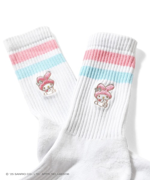 sanrio（サンリオ）の「サンリオキャラクターズ × ホームゲーム [HOMEGAME] - マイメロディー ソックス 靴下 [MY MELODY LINE SOCKS HG251711]（ソックス/靴下・レディース・ホワイト・23-25cm）」の2枚目の写真