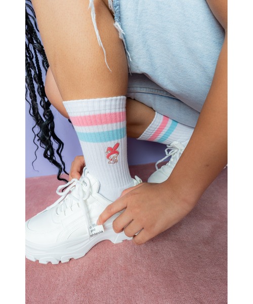 sanrio（サンリオ）の「サンリオキャラクターズ × ホームゲーム [HOMEGAME] - マイメロディー ソックス 靴下 [MY MELODY LINE SOCKS HG251711]（ソックス/靴下・レディース・ホワイト・23-25cm）」の5枚目の写真