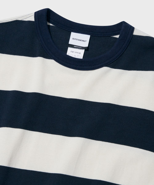 OUTSTANDING(アウトスタンディング)の「ボーダーTシャツ_ネイビー/アイボリー(Tシャツ/カットソー・レディース・その他・MEDIUM/SMALL/LARGE)」の4枚目の写真