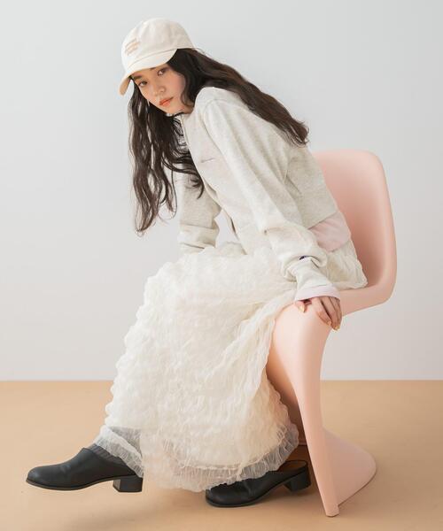 SENSE OF PLACE by URBAN RESEARCH（センスオブプレイスバイアーバンリサーチ）の「ウェーブチュールスカート（スカート・レディース・アイボリー/ブラック・ONE）」の3枚目の写真