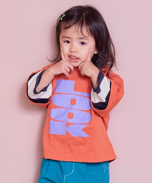 MARKEY'S(マーキーズ)の「レイヤードスリーブロンティー(Tシャツ/カットソー・キッズ・オレンジ/グリーン/ブラック・80/90/95/100/110/120/130/140/150)」の9枚目の写真