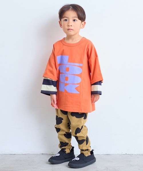 MARKEY'S(マーキーズ)の「レイヤードスリーブロンティー(Tシャツ/カットソー・キッズ・オレンジ/グリーン/ブラック・80/90/95/100/110/120/130/140/150)」の7枚目の写真