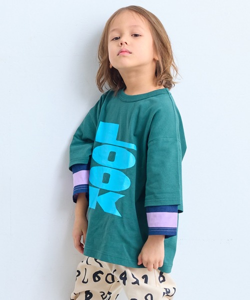 MARKEY'S(マーキーズ)の「レイヤードスリーブロンティー(Tシャツ/カットソー・キッズ・オレンジ/グリーン/ブラック・80/90/95/100/110/120/130/140/150)」の14枚目の写真