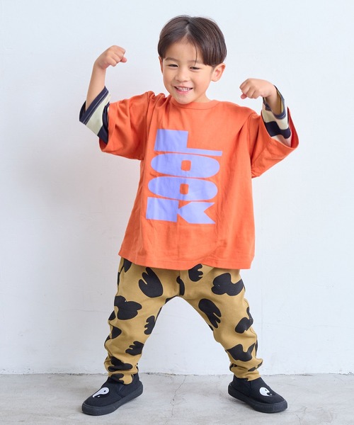 MARKEY'S(マーキーズ)の「レイヤードスリーブロンティー(Tシャツ/カットソー・キッズ・オレンジ/グリーン/ブラック・80/90/95/100/110/120/130/140/150)」の6枚目の写真