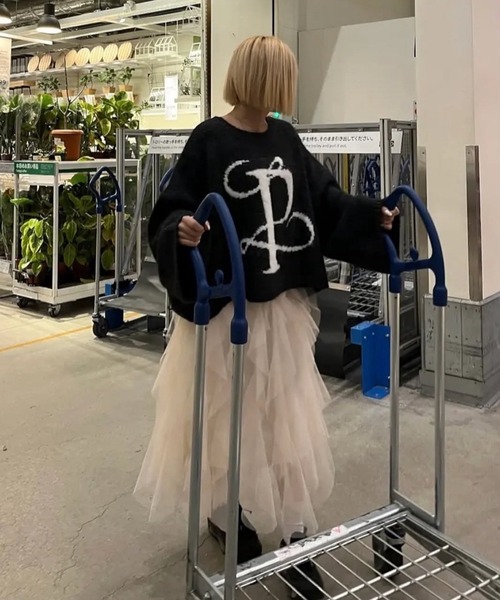 merrylatte（メリーラテ）の「オリジナルロゴハンドメイドルーズモヘアニット【Primaras】（ニット/セーター・レディース・チャコールグレー・FREE）」の11枚目の写真